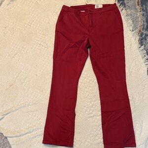 Elegant Burgundy Straight Leg Women's Pants